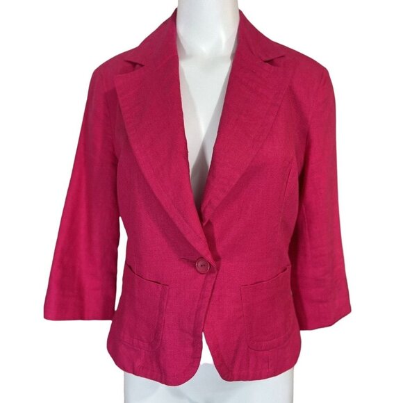 Giorgio Fiorlini Pink Linen Blend Short Blazer Womens 10 - Picture 1 of 8